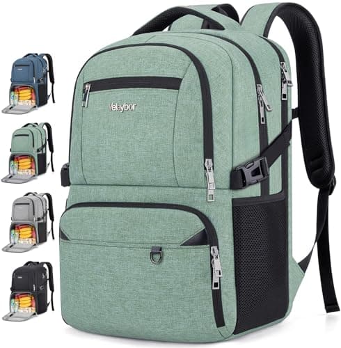 Velaybor Insulated Lunch Backpack Fit 17" Laptop, Work Backpack with Lunch Box & USB Charging Port for Men Women, Water Resistant College Computer Bag for Travel, Business, Hiking (Green)