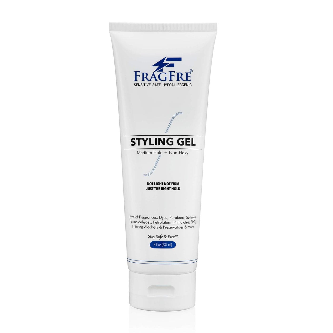 FRAGFRE Styling Gel Fragrance Free 8 oz Medium Hold Hair Styling Gel for Sensitive Skin Hypoallergenic Parabens Free Gluten Free Vegan Cruelty Free for Men Women and Children
