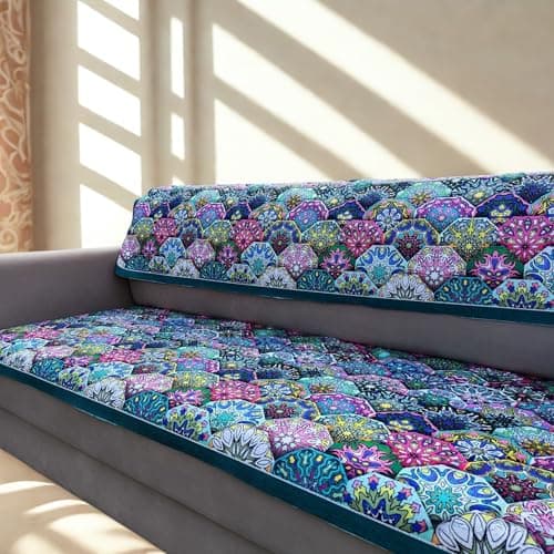 Homerz Premium Sofa Panel with Digital Prints, Antislip Backing, Super Soft Velvety Fabric Sheets Liners Kitchen (Himnagar, 3 Seater with Back)