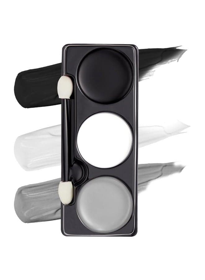 Halloween Makeup Palette 3 Colors Skeleton Face Body Paint with Double-headed Brush for Adult Cosplay SFX Makeup Cosplay Dress Up (7 Oz, Black White Gray )