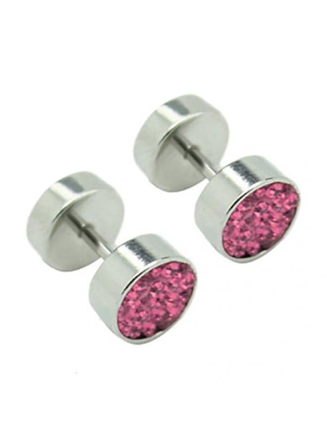 Rhinestones Stainless Steel Barbell Stud Earrings