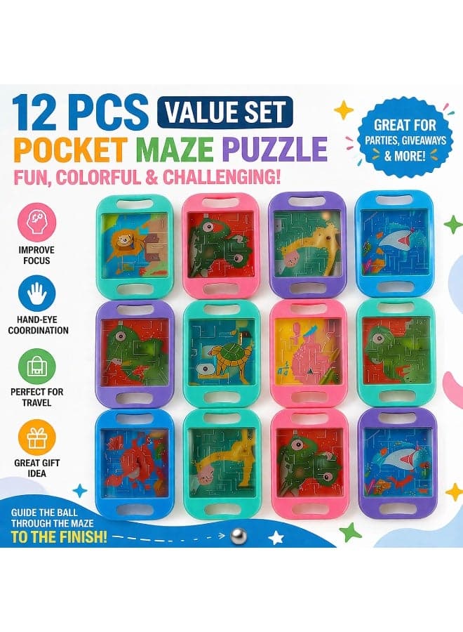 12 pcs Mini Balance Maze Puzzle Toy Handheld Rolling Ball Toy colors Random