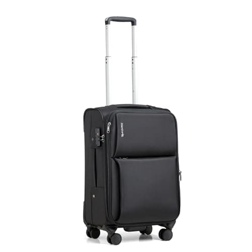 Hanke Softside Expandable 20 Inch Carry On Luggage with Wheels Airline Approved, TSA Luggage Lightweight Rolling Suitcases for Travel Carry On Bag(Black)