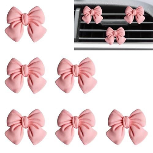 CasaPopz 6 pcs Pink Bow Car Air Freshener Coquette Cute Girly Car Decor Accessories Interior Aesthetic Decorations Stuff for Women Girl