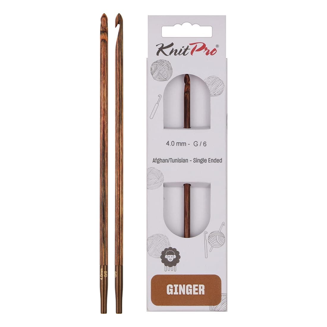 KnitPro Ginger AfghanTunisian Crochet Hook US Size G 4mm