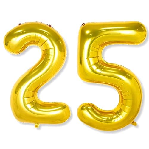 Flyloons 25 number Golden Foil Balloon 16 inch Size Birthday Decoration Items Pack of 2 | 25th Year Balloons | Twenty Five