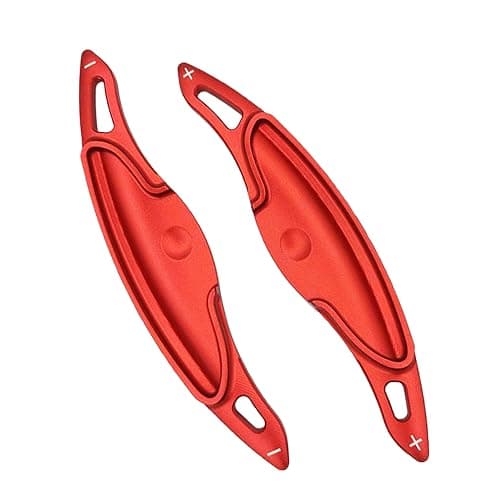 HIBEYO Paddle Shifter Extensions for Hyundai I30 Wagon N Line Veloster KONA N Elantra Avante GT N-line CN7 2019-2023 Metal Steering Wheel Paddle Shifter Trim Cover Decoration Accessories-Red