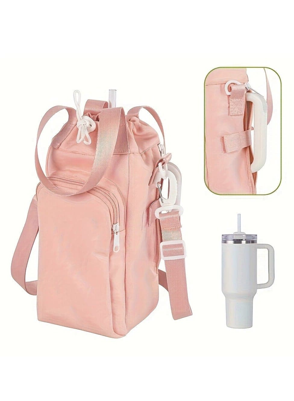 Durable Waterproof Tumbler Carrier Bag with Phone Pocket and Adjustable Crossbody Strap - Perfect for Hands-Free Travel Outdoor Sports, Fits stanley 40/30oz Bottles,stanley cup accessories