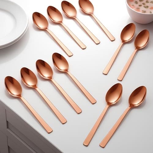 Frenchware Cutlery (Set of 12, Stainless Steel PVD Rose Gold Spoons Set), 100% Food Grade, Non Toxic, Anti-Rust, Dishwasher Safe, Perfect Gifting Set for All Occasions