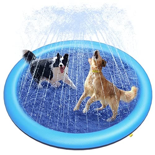 Peteast Dog Splash Pad 59" Anti-Slip Dog Pools for Large Dogs 0.58 mm Thick Dog Sprinkler Water Toy
