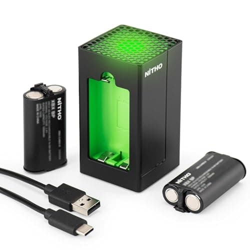 NiTHO Controller Battery Pack and Charging Dock, Compatible with Xbox Series X|S, Xbox One/One X/One S Elite, Includes 2 Rechargeable Batteries and USB-C Cable