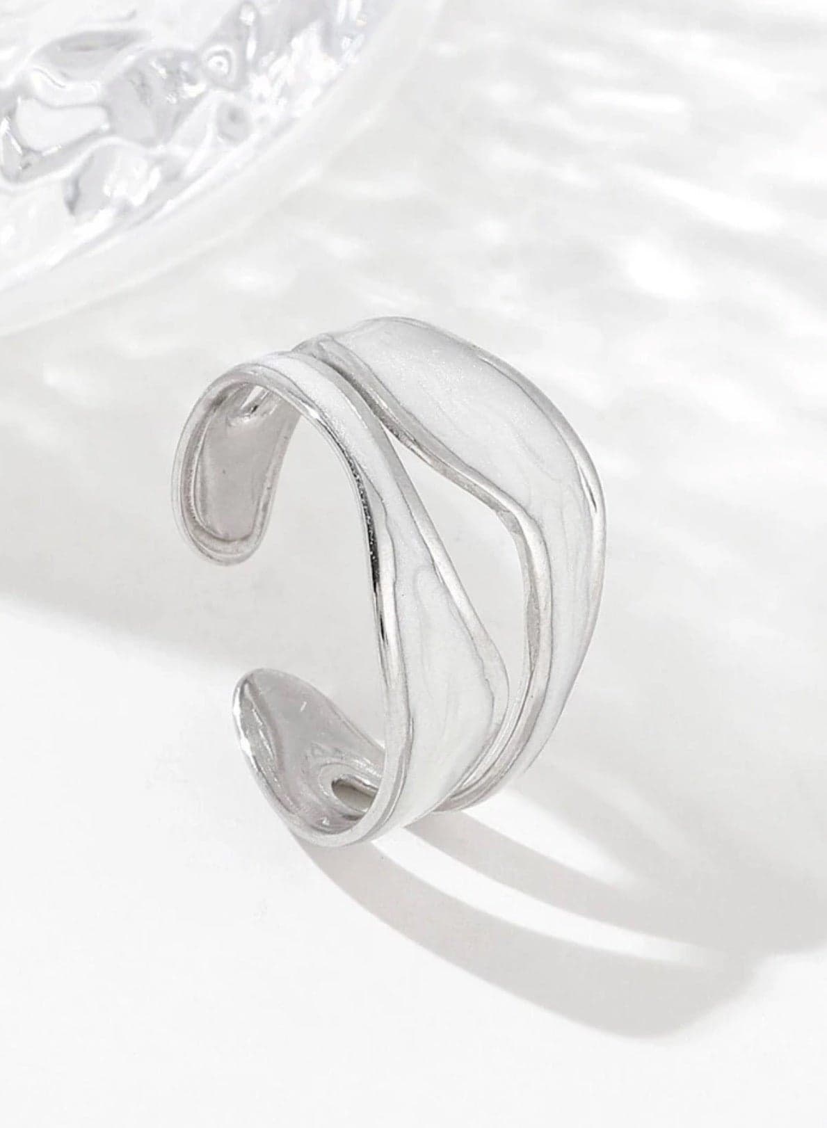 Elegant Stainless Steel Silver Plated Ring For Women One Size