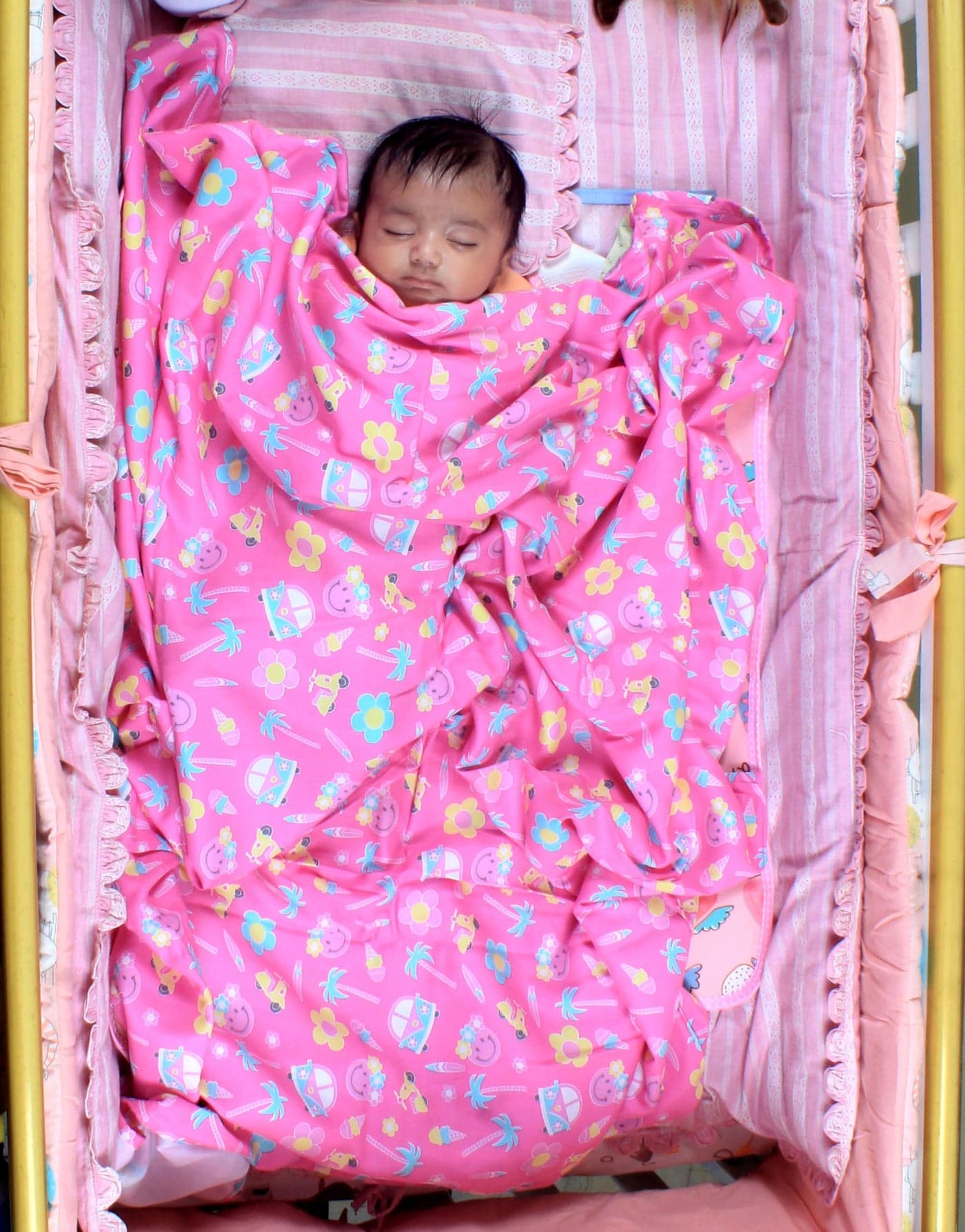 MOM CARE Cotton Baby Blanket for Summer New Born Baby Dohar Super Soft Double Layer Infants Toddlers revesible for 0-4 yrs Pink and Green 150cm X 100cm