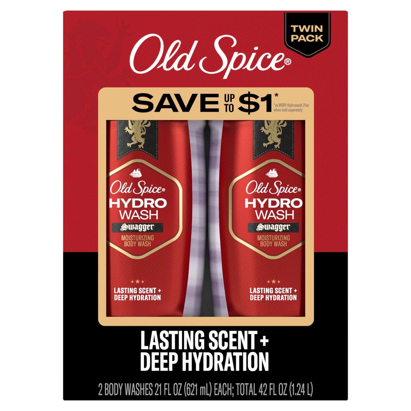 Old Spice Moisturizing Body Wash for Men Hydro Wash 2in1 Long Lasting Scent Deep Hydration 247 Shower Fresh Swagger Scent 21 oz Pack of 2