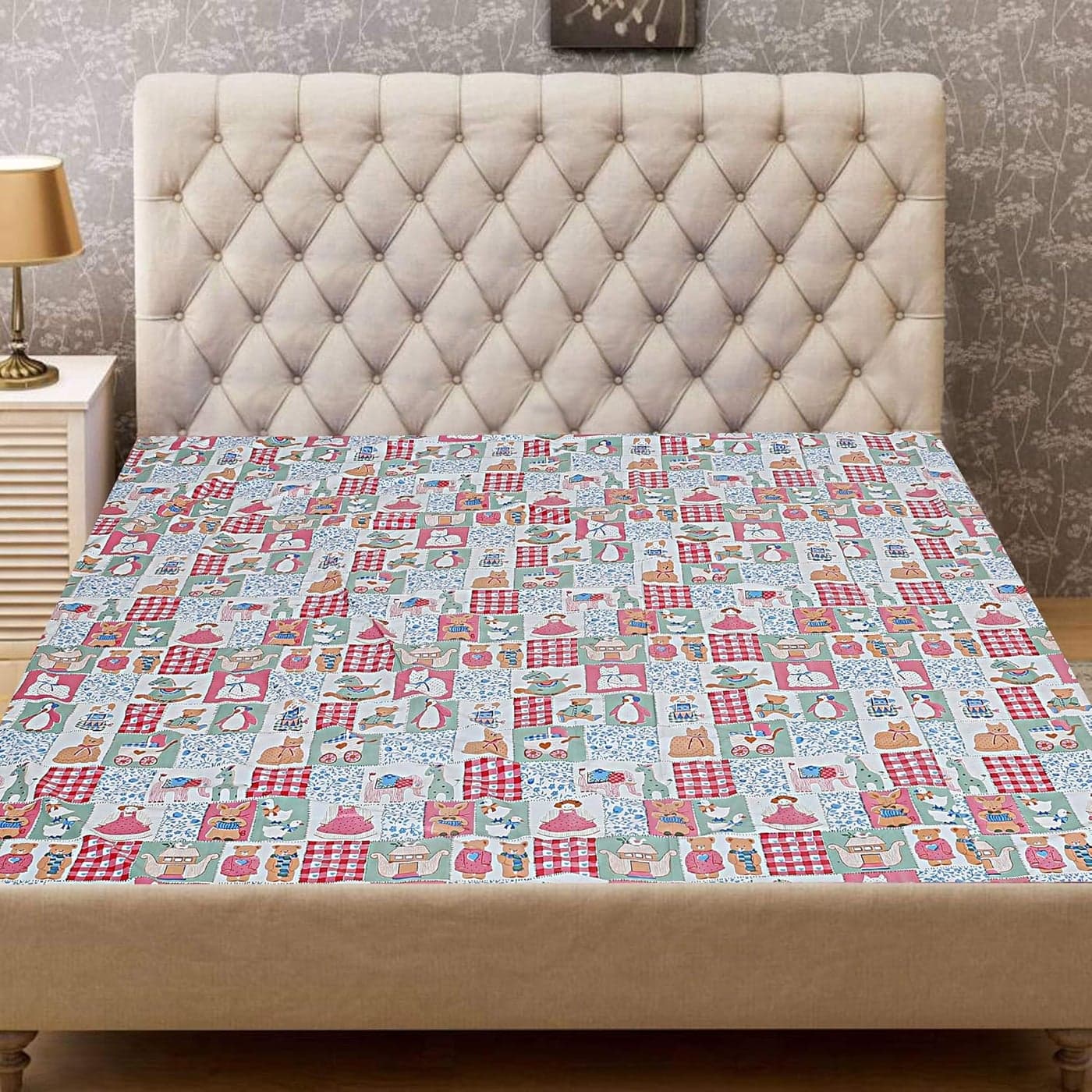 Kuber Industries Cartoon Character Design PVC Mattress Protector Sheet Multicolour