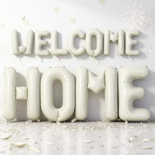 40 Inch Beige WELCOME HOME Letter Balloon for Housewarming Party Decoraction Large Cream White HOME Foil Balloon Banner New Home Balloon Sign for Sweet Homecoming Celebration Welcome Home Baby Decor