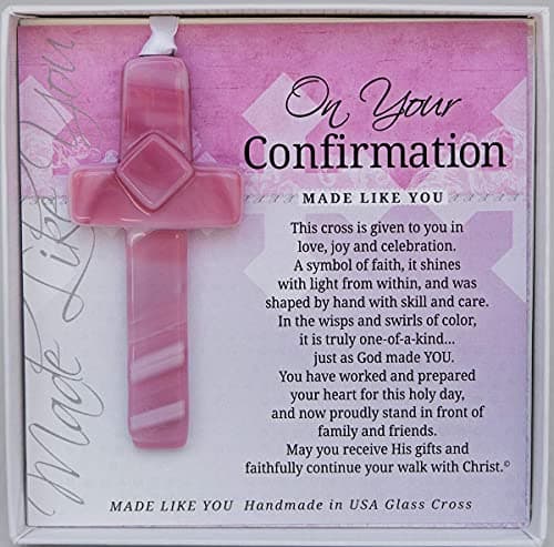 The Grandparent Gift Handmade in USA Glass Cross/Confirmation Gift for Girl/Granddaughter/Goddaughter/Niece