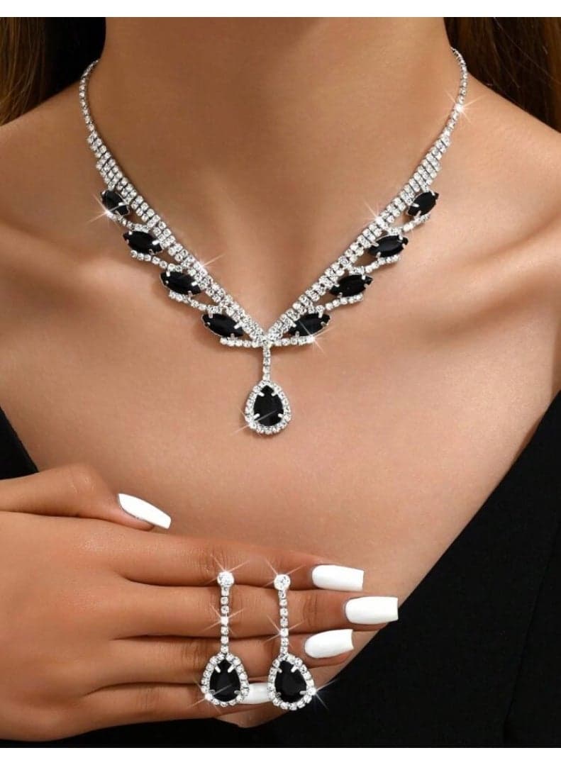 Amazing Trendy Women's Zirconia Necklace And Earrings Jewellery Set