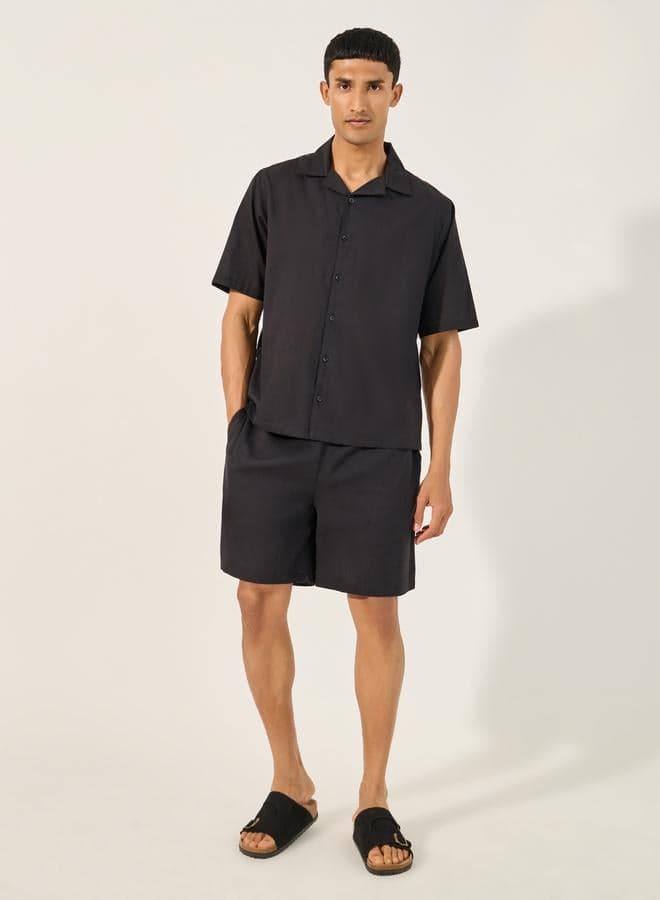 Solid Regular Fit Shirt And Shorts Cord-Set
