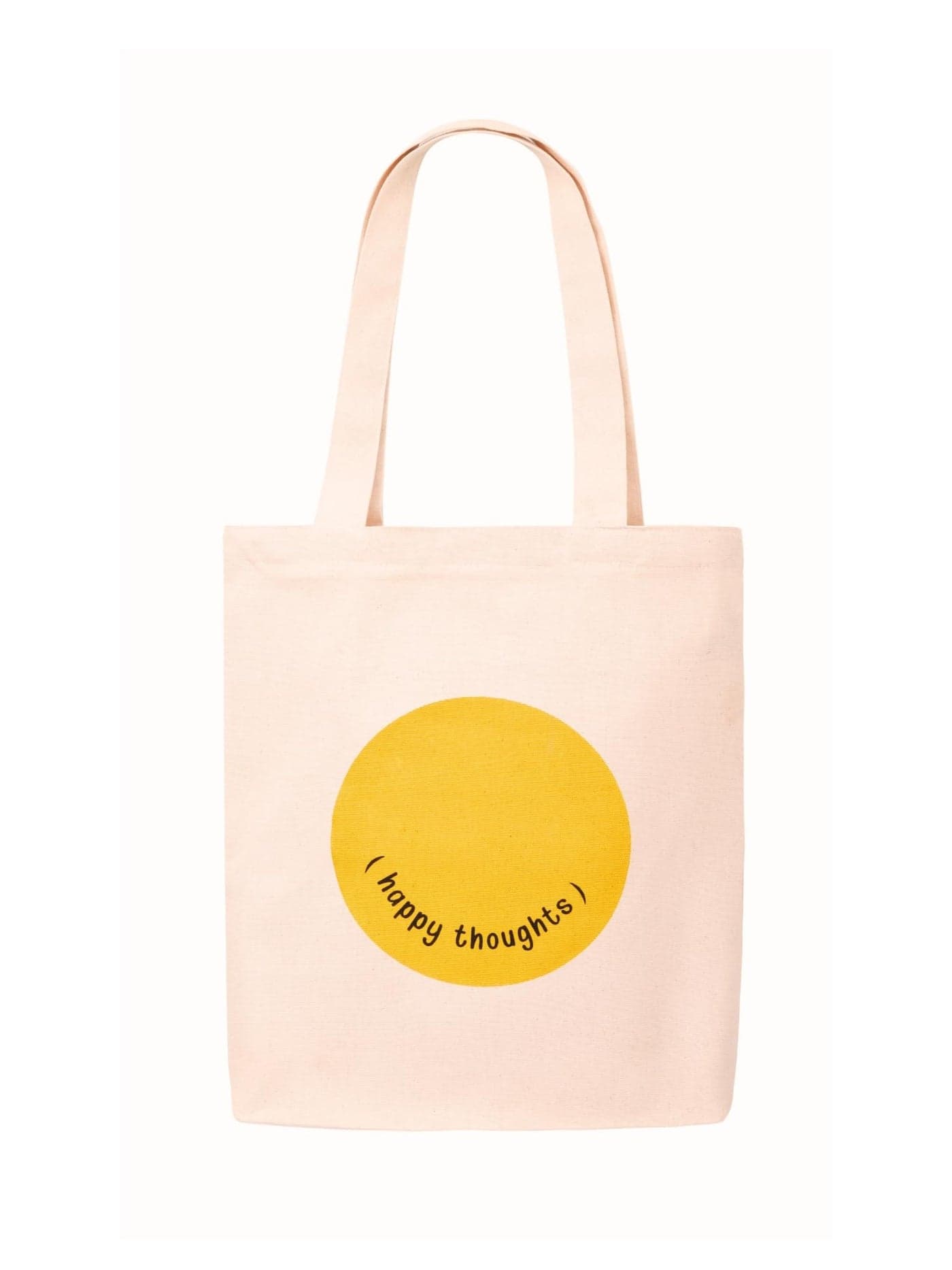 DOODLE Eco-Friendly Reusable Cotton Canvas Tote Bag | Inner & Outer Zip Pockets | Ideal for Travel, Shopping, College & Office Use | Happy Thoughts
