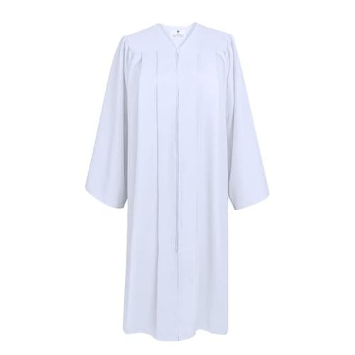 GradPlaza Matte Choir Robe for Church Baptism Officiant Confirmation Costume,Graduation Gown for School,Judge Robe,Pastor Robes White Size 39