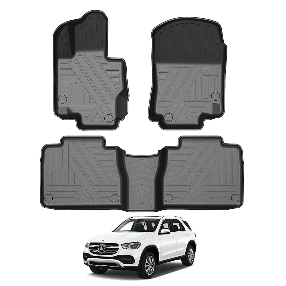 KUST Floor Mats for 20202024 2025 Mercedes Benz GLE Accessories NOT for Coupe Custom Fit All Weather Floor Liners 2 Row Set Black