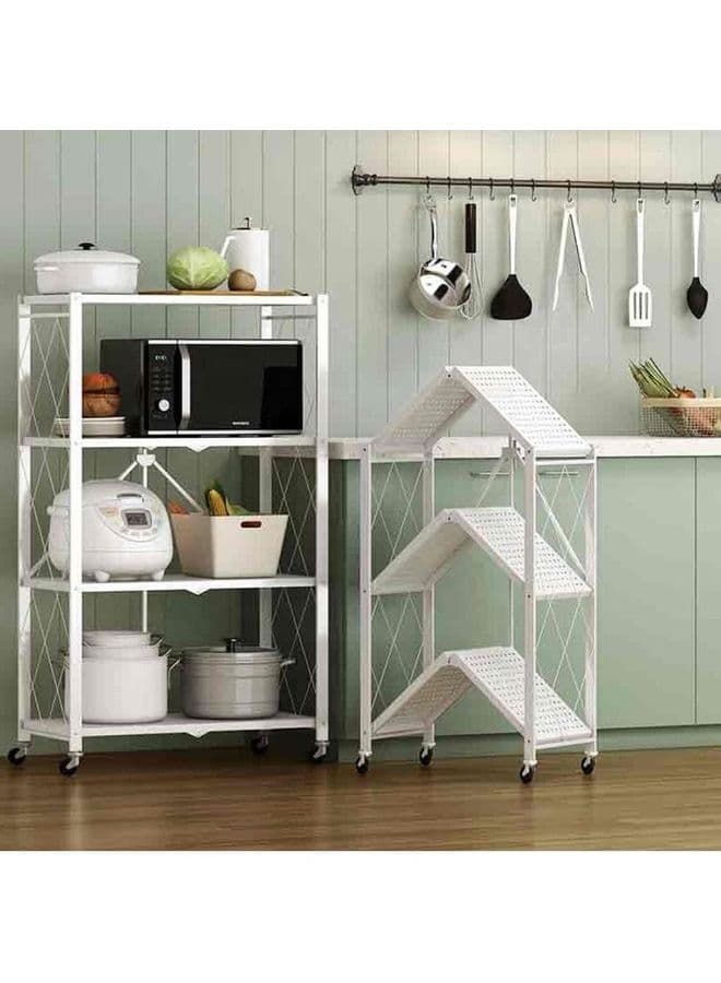4-Tire Foldable Multi-Purpose Storage Rack White 72x38x126cm