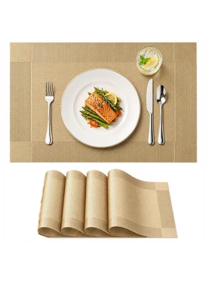 4Pcs Cube Woven Vinyl Placemats, Heat Resistant Non-Slip PVC Table Mats, Washable Wipeable Indoor/Outdoor Dining Table Decor for Kitchen, Restaurant, and Picnic
