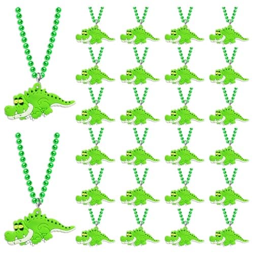KeeStar 24 Pack Crocodile Necklace Party Favors for Reptile Themed Party Wild Animal Themed Baby Shower Birthday School Carnival Rewards Photography Props Home Decorations Classroom Prize