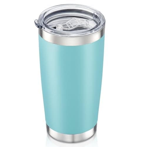 HZJSTSWQ 20 oz Tumbler with Lid Stainless Steel Insulated Tumblers Double Wall Vacuum Coffee Mug Powder Coated Tumbler Cups for Cold and Hot Drinks, Sky Blue, 1 pack
