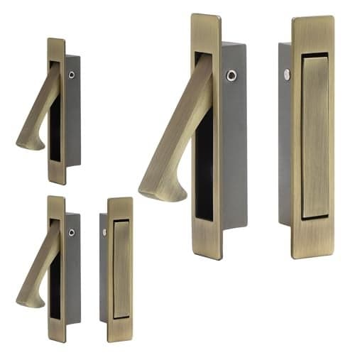 Dontay Pocket Door Pull Handle, Edge Pull, Professional Stainless Steel 304, Flush Mount Door Pull for Pocket Sliding Door (Antique Brass, 5)