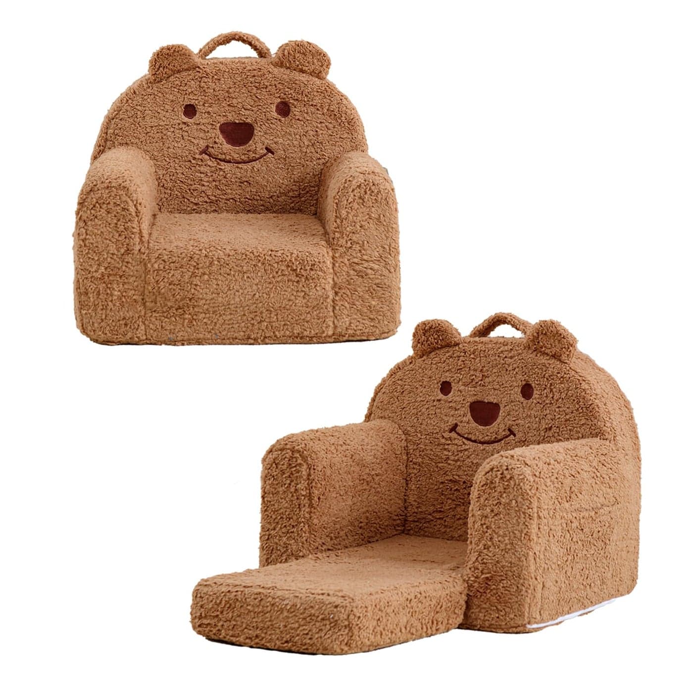 Kisdsa Toddler ChairSherpa Bear Toddler Couch Fold OutChildren Reading ChairFlip Out Kids CouchKids Sofa Convertible for Age 13Brown Bear