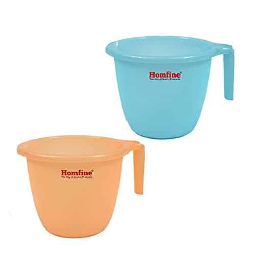 Homfine Combo Set of 2Pcs 1ltr Frosty Bath Mug for Multipurpose Use in Home, Kitchen (Multi Color, Plastic, 2U)
