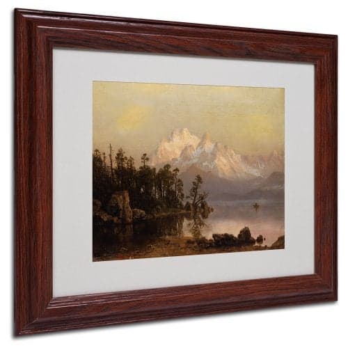 Trademark Fine Art Mountain Canoeing Canvas Wall Art by Albert Bierstadt with Wood Frame, 11 by 14-Inch