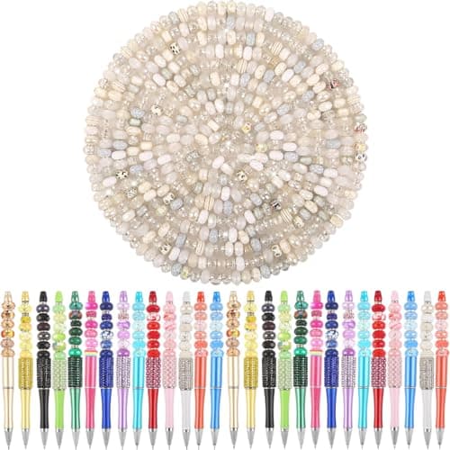 Large Hole Beads White European Beads for Pens 100 Pieces Assorted Large Hole Fairy Wand Garden Beads Lampwork Craft Spacer Beads for DIY Charms Bracelet Necklace Decoration Jewelry Making Supplies