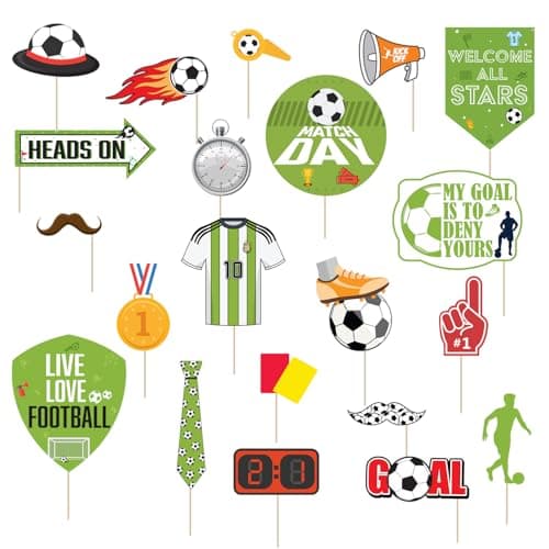 Party Propz Football Theme Photo Booth Props - 21 Pcs, Football Theme Cutouts with Sticks, Birthday Props, Baby Photoshoot Props| Perfect for Sporty Events, Photo Fun Setup(Cardstock)