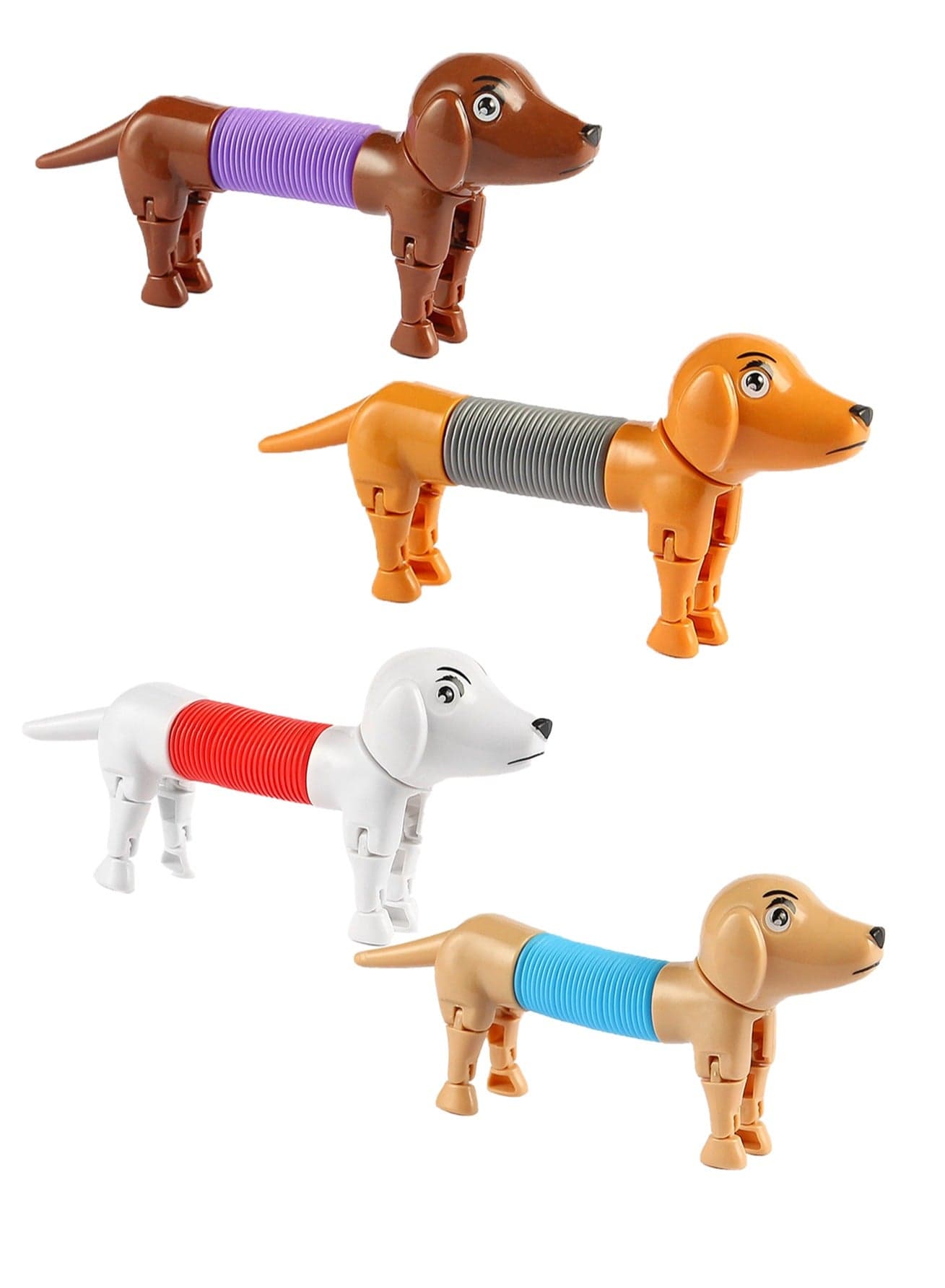 (Pack Of Four) Children's Cartoon Cute Puppy Pet Decompression Telescopic Toy Children's Elastic Multi-form Telescopic Animal Toy