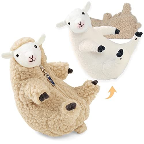 Furvana Shaved Sheep Stuffed Animal Sheep Plush Toy Cute Plushie for Girls Sleeping Pet Buddy Lamb Stuffed Animal Best Birthday Gifts for Women Boys Teens Small Plush Toy