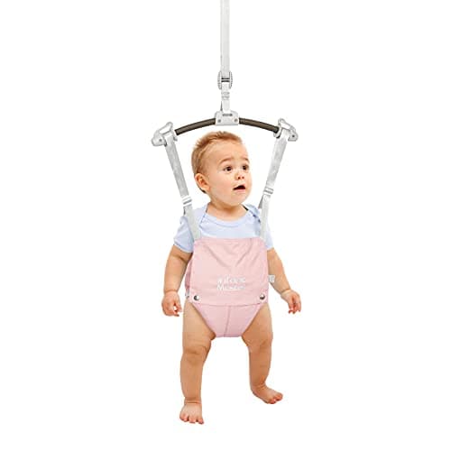 Infant Master Doorway Jumper, Durable Bumper Jumper w/Adjustable Height, Funny Baby Doorway Swing Bouncer w/Seat Bag, Popular Gift for Infant & Toddler, Portable and Free Installation, Pink