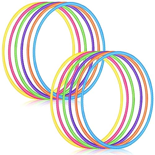 Sratte 12 Pcs Toy Hoop for Kid Detachable Adjustable Toy Hoop Colored Hoop Exercise Ring Plastic Circle for Kid Teen Gymnastics Dog Agility Equipment Require Self AssemblyStylish Colors 28 Inch