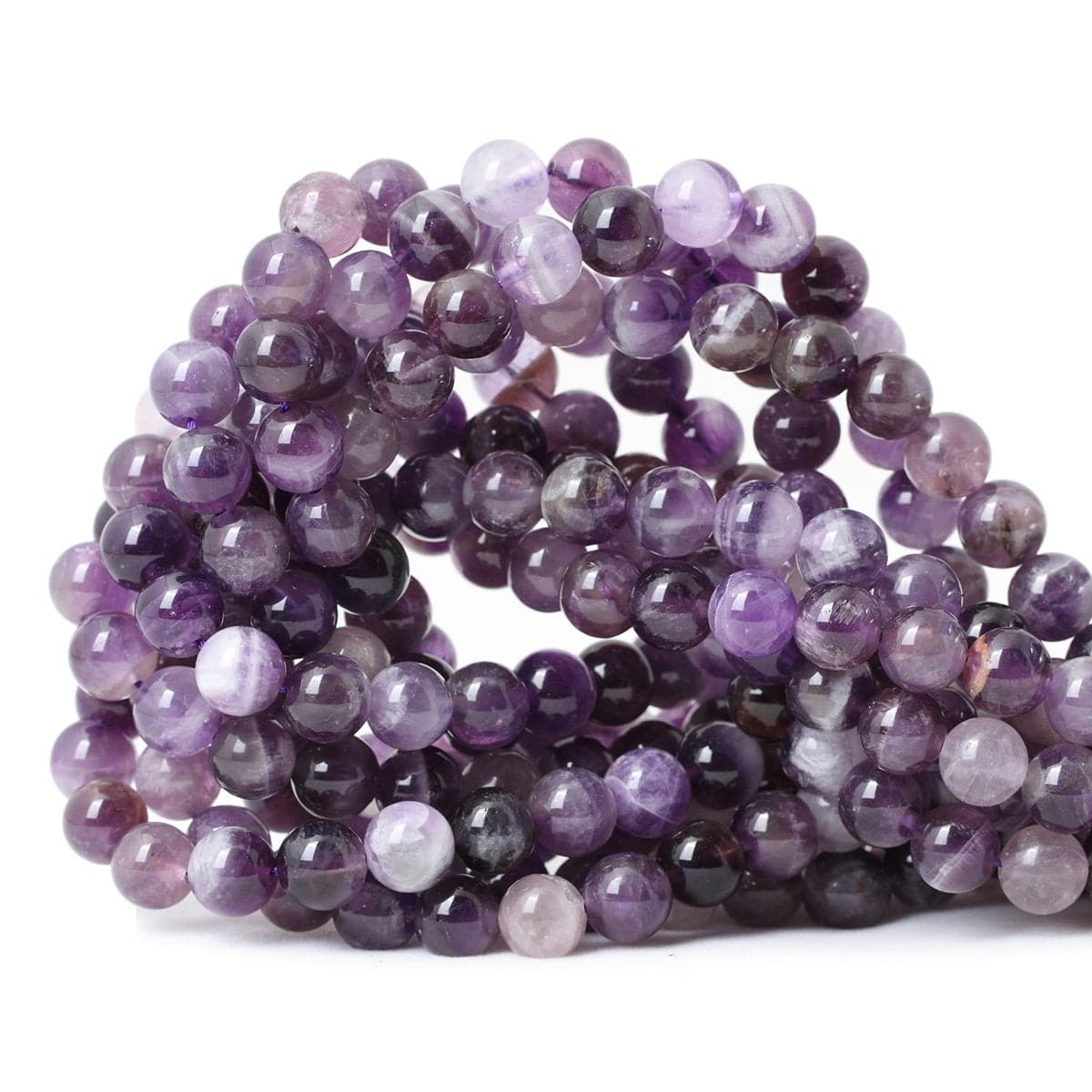 CHEAVIAN 45PCS 8mm Natural Dog Teeth Amethyst Gemstone Round Loose Beads Crystal Energy Stone Healing Power for Jewelry Making 1 Strand 15