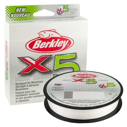 Berkley x5 Braid Superline, Crystal, 10-Pound Break Strength, 164yd Fishing Line, Suitable for Freshwater and Saltwater Environments, Low-Vis Green