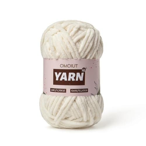 Plush Chenille Chunky Crochet Yarn Baby Yarn for Crocheting Soft Velvet Yarns Knitting for Blankets Crafts Fluffy Amigurumi Yarns 50g 656yd White