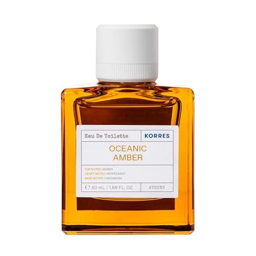 KORRES Eau de Toilette, Oceanic Amber Fragrance Spray, Unisex Perfume with Amber, Peppermint, Cardamom, Cedar & Black Pepper, Apple Blossom Accents, Fougere-Ambery Scent for Women and Men, 1.69 Fl Oz