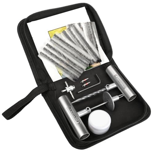Tire Repair Kit 24 Pcs Professional Heavy Duty Universal Emergency Flat Tire Repair Kit to Fix Punctures for car Motorcycle Truck Golf Cart ATV Tractor ARB RV SUV Trailer etc