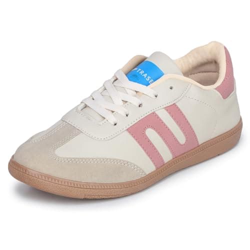 TRASE Casual Sneaker Shoes for Women | Soft Cushioned Insole | Sneakers for Woman | Lightweight | Comfortable | Stylish, Trendy Girls and Women Sneakers with Laces (Peach-Cream, 5 UK)
