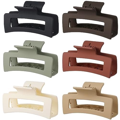 Sisiaipu Hair Clip, 3.5 Inch Medium Hair Claw Clips 6 Pack for Women - Brown Hair Accessories
