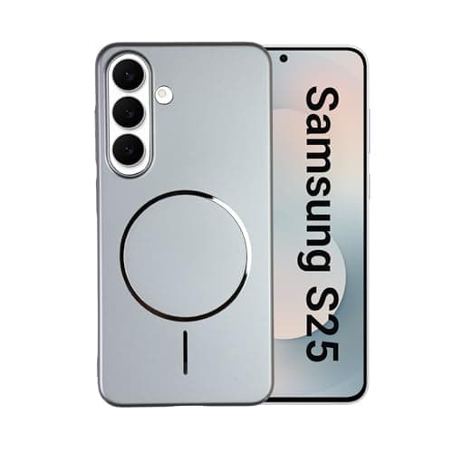 AIBEX Ultra-Thin Mag-Saf Back Cover Case Compatible with Samsung S25| Slim Fit Scratch-Resistant Matte | Magnetic Wireless Charging | Microfibre Lining | Camera Protection (PC Material) - Silver