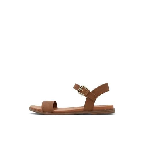 Call It Spring Women's Cassiane Flat Sandal, Cognac, 8