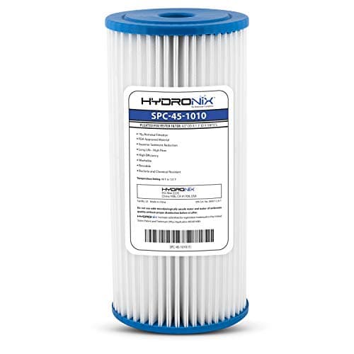 Hydronix SPC-45-1010 Universal Whole House Sediment Pleated Water Filter, Washable and Reusable, 4.5" x 10" - 10 Micron